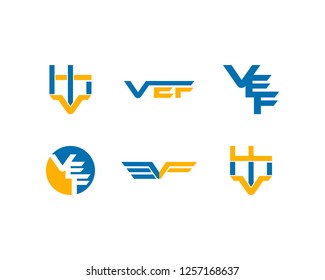 Set Of Initial Letter VEF Logo Template Design