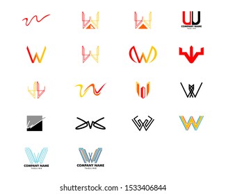Set of Initial Letter W Logo Template Design
