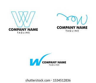 Set of Initial Letter W Logo Template Design