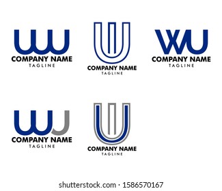 Set of Initial Letter WU Logo Template Design