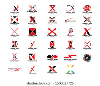 Set of Initial Letter X Logo Template Design