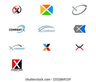 Set of Initial Letter X Logo Template Design