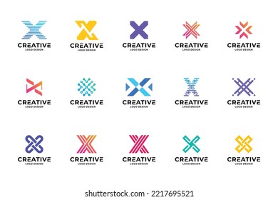 Set of initial letter X logo design inspiration. Creative letter X logotype collections.