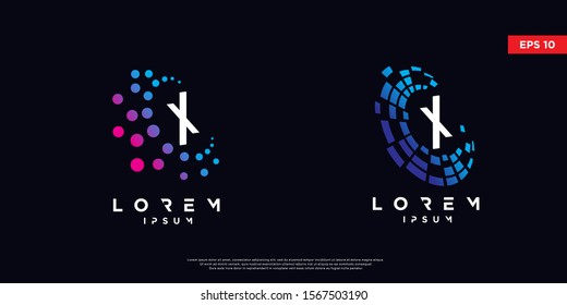 set of initial letter x tech logo. modern icon, template design