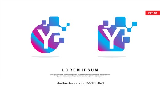 set of initial letter y technology logo. modern icon, template design