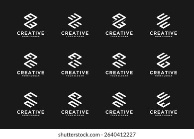 set of initial letters E E, logo reference for your business