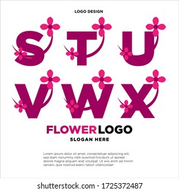 Un conjunto de letras iniciales con flores Diseño de logotipo   