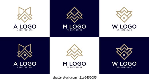 set of initial logo for building architecture,logo reference for business