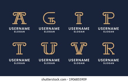 Set of Initial pillar, Law firm, attorney, Elegant and luxury letter logo design Template