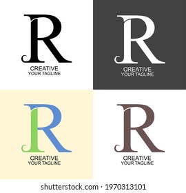 Set of Initial R letter luxury monogram logo with gold color, brand logo, corporate logo, business logo