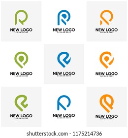 Set of Initial R logo design vector, R P logo template