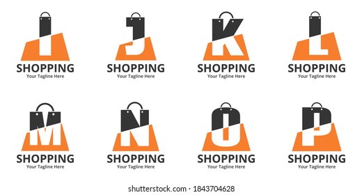 Set of Initial Shop Logo designs Template. Illustration vector graphic of  letter and shop bag combination logo design concept. Perfect for Ecommerce,sale, discount or store web element. 