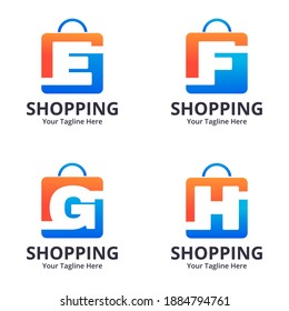 Set of Initial Shop Logo designs Template. Illustration vector graphic of  letter and shop bag combination logo design concept. Perfect for Ecommerce,sale, discount or store web element. 