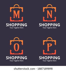 Conjunto de plantillas de diseños de logotipo de tienda inicial. Ilustración vectorial gráfico del concepto de diseño del logotipo combinado de letras y bolsas de compra. Perfecto para Ecommerce, venta, descuento o elemento web de tienda. 