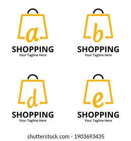 Set of Initial Shop Logo designs Template. Illustration vector graphic of  letter and shop bag combination logo design concept. Perfect for Ecommerce,sale, discount or store web element. 