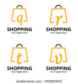 Set of Initial Shop Logo designs Template. Illustration vector graphic of  letter and shop bag combination logo design concept. Perfect for Ecommerce,sale, discount or store web element. 