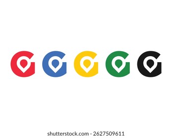 set of initials G position pointer symbol icon design vector isolated transparent background