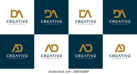 set of initials letter D and A abstract logo