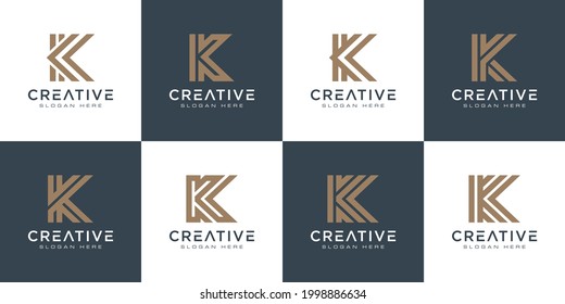 set of initials letter K abstract logo vector design