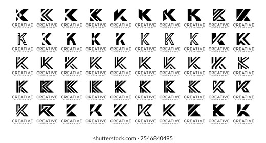 set of initials letter K abstract logo vector design