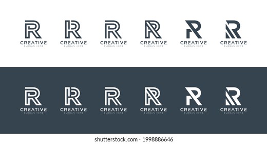 set of initials letter R abstract logo vector design