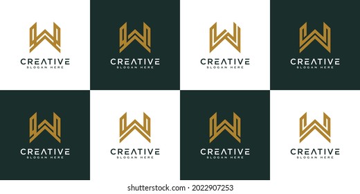 conjunto de iniciales letra W diseño de vector de logotipo abstracto