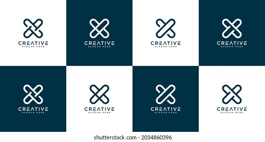 set of initials letter X abstract logo