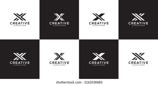 set of initials letter X abstract logo