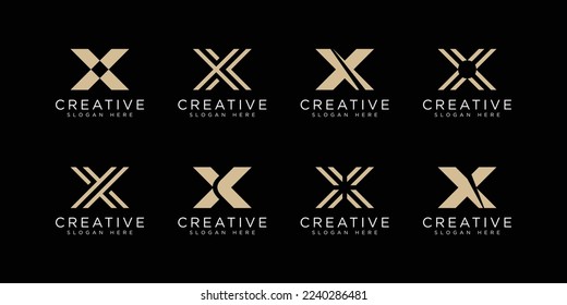 set of initials letter X abstract logo