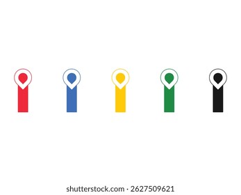 set of initials I position pointer symbol icon design vector isolated transparent background
