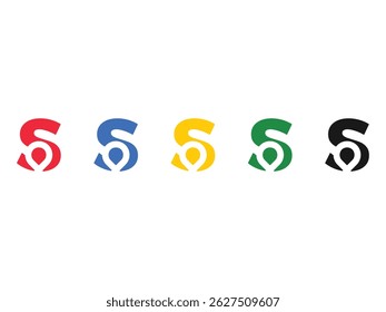 set of initials S position pointer symbol icon design vector isolated transparent background