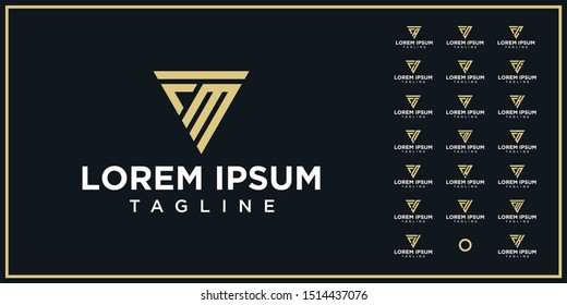 set of initials triangle logo design template