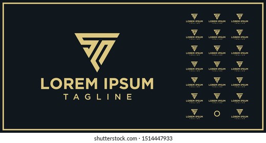 Set Of Initials Triangle Logo Design Template