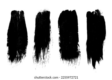 Set of ink black abstract paint stroke isolated on white background. Paint droplets. Digitally generated image. Vector design elements, illustration, EPS 10.