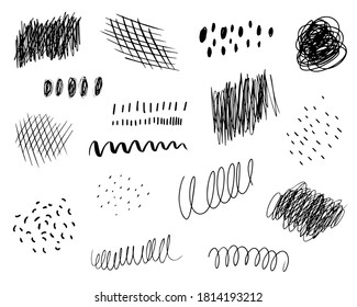 Set of ink black brush strokes spots dots isolated  on white background. Black hand drawn inky lines and spots. Graphic decoration elements for your design