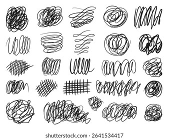 Set of ink black brush strokes spots dots isolated  on white background. Black hand drawn inky lines and spots. Graphic decoration elements for your design