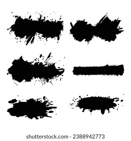 Set of ink black brushstrokes