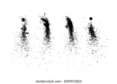 Set of Ink Black Paint Splatter Splashes and Blots Vector 