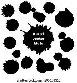 Set of ink blots. Black elements for design.