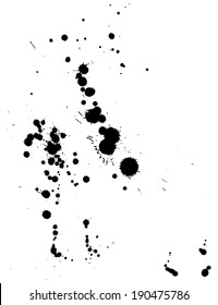 Set of ink blots in black. Vector.