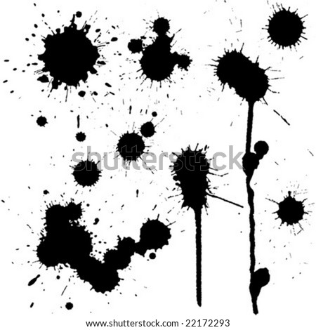 Set of ink blots in black and white