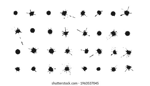 Establece los manchones y manchas de tinta. Colección de blobs, gotas y salpicaduras de vectores dibujados a mano