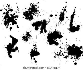 Set of ink blots. Vector