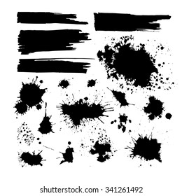 Set of ink blots. Vector