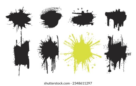 Un conjunto de manchas de tinta . Ilustración vectorial.