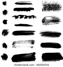 Set of ink brush blurs and strokes.