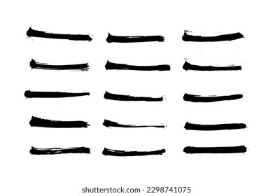 Set of Ink brush stroke grunge artistic template with black ink from brush stroke. Design grunge spatter dirty. Vector