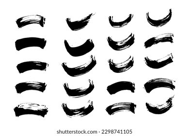 Set of Ink brush stroke grunge artistic template with black ink from brush stroke. Design grunge spatter dirty. Vector