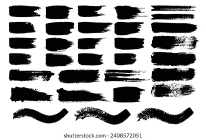 conjunto de trazo de pincel de tinta conjunto fondo blanco aislado