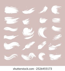 Set of Ink brush stroke silhouettes in various shapes and sizes